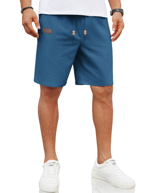 COOFANDY Men Linen Beach Shorts Casual Drawstring Summer Vacation Shorts