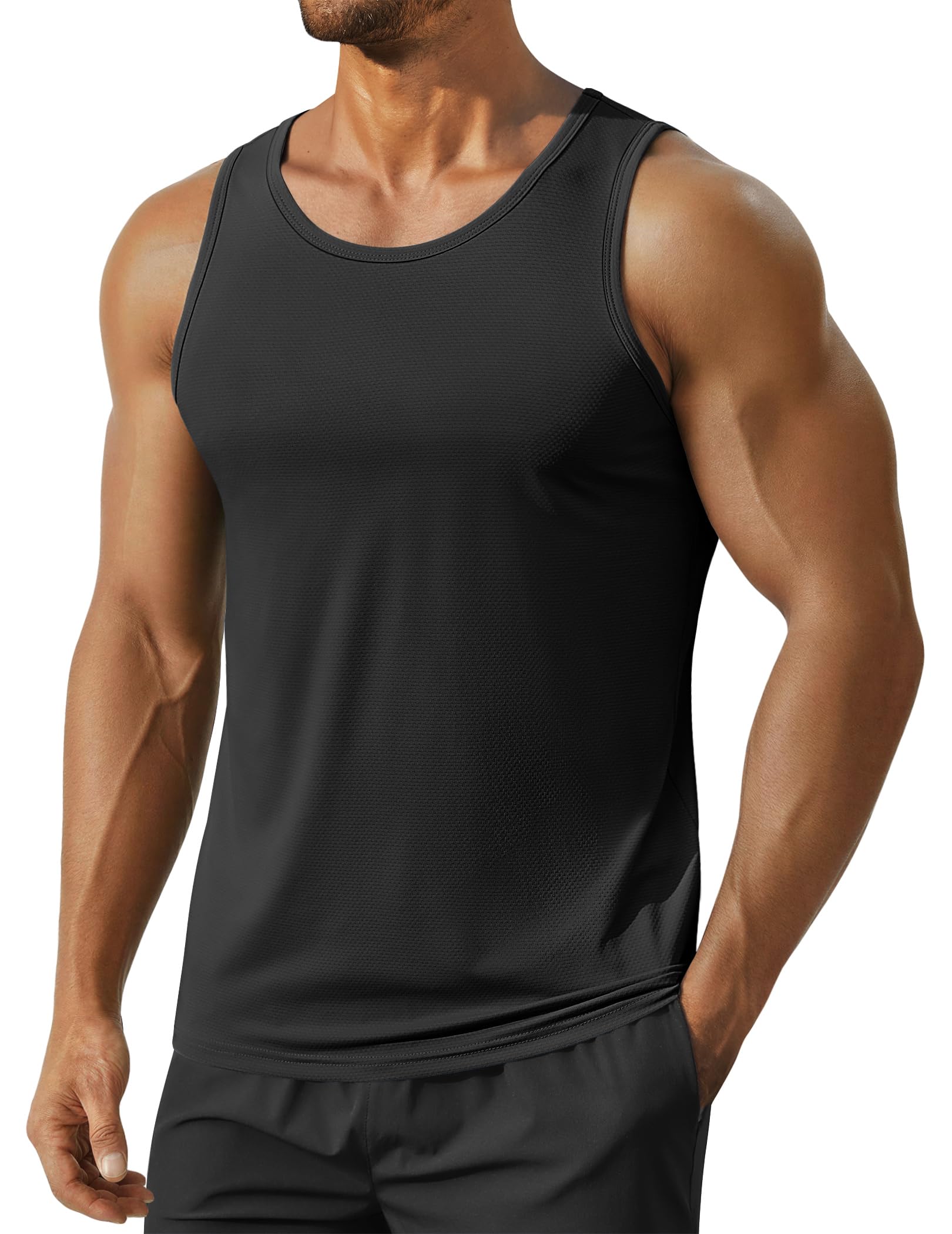 COOFANDY Men's Workout Tank Tops UPF 50+ Sleeveless Gym Muscle Shirts Cooling Quick Dry Bodybuilding Tanks for Swim Beach