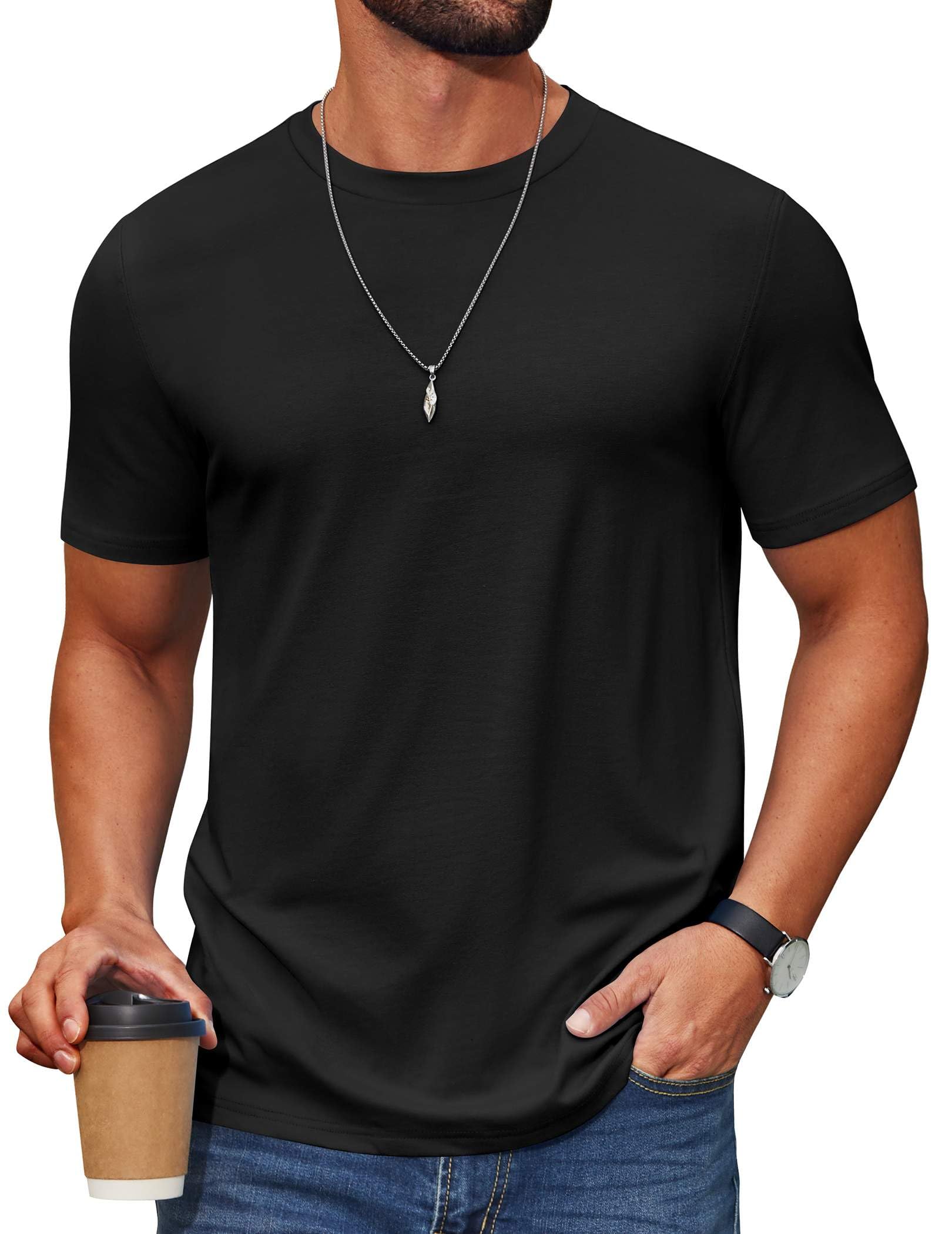 COOFANDY Men's T Shirt Short Sleeve Cotton Blend T-Shirts Crew Neck Casual Summer Basic Tee Shirts