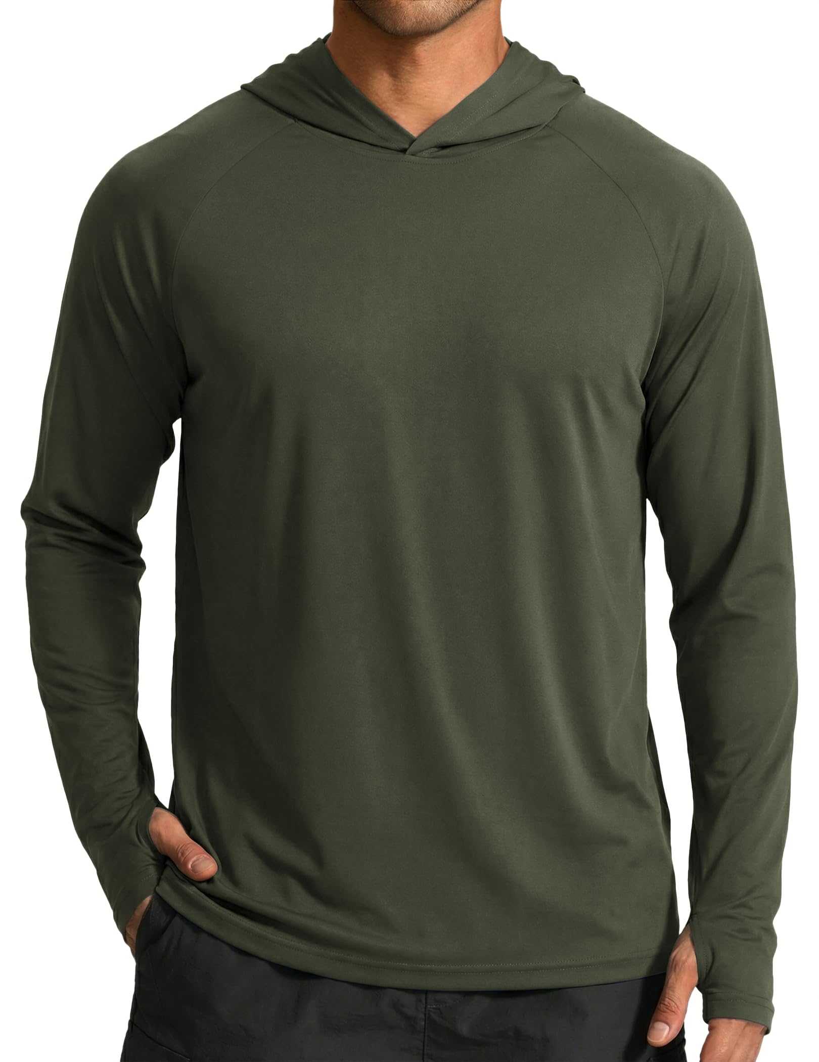 COOFANDY Men's UPF 50+ Sun Shirt Long Sleeve Fishing Shirt UV Protection Hoodie Summer Running Hiking Hooded Rash Guard