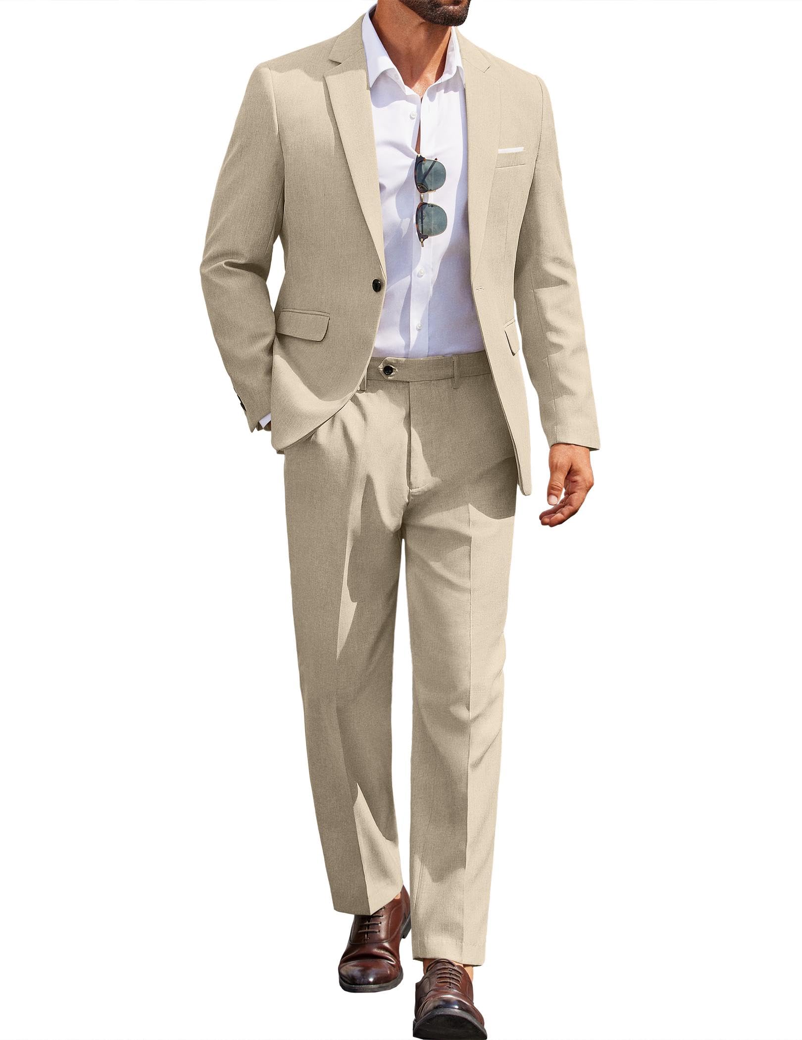 COOFANDY Men Suits Classic Fit 2 Piece Suit Set One Button Casual Blazer Wedding Bussiness Suit Separates