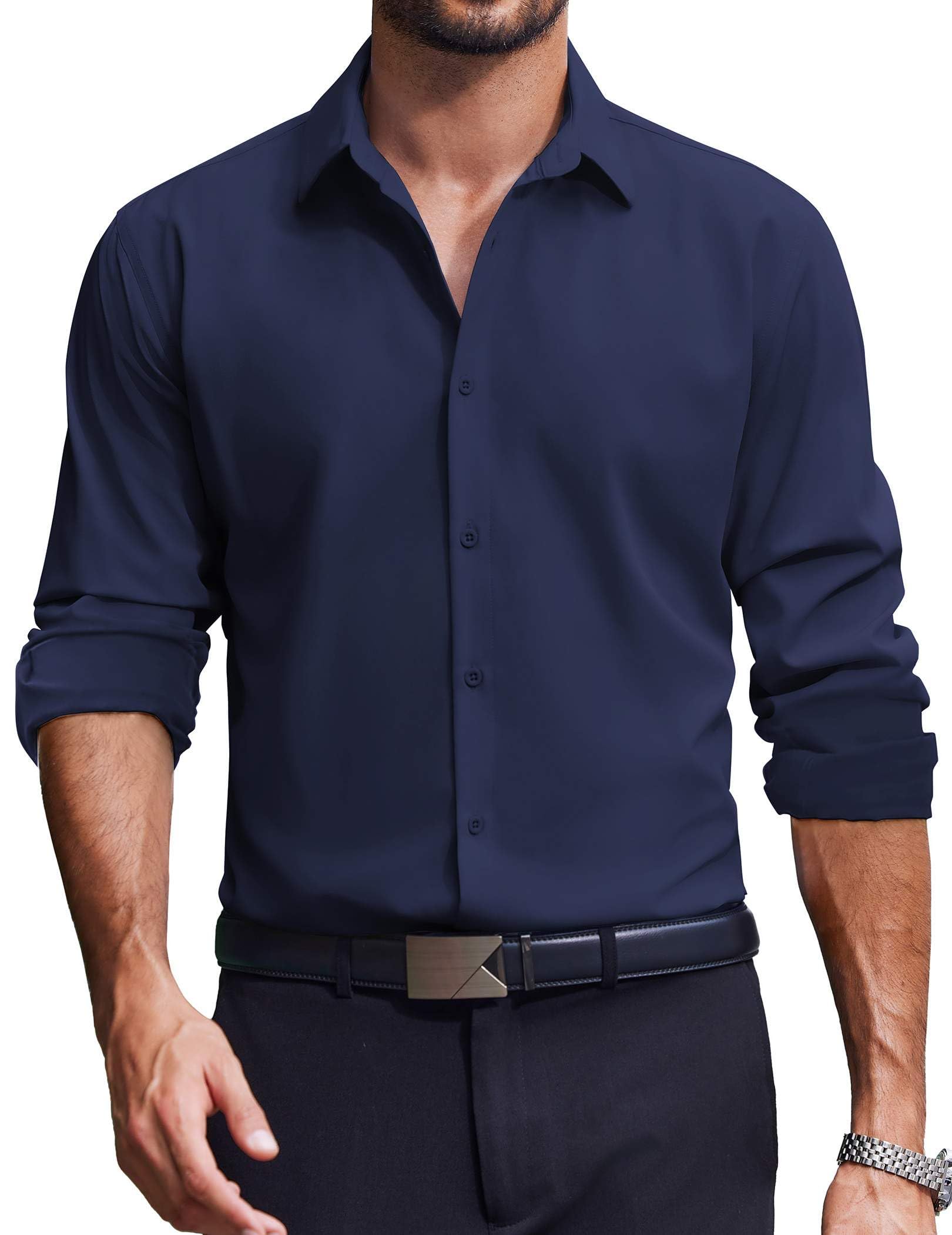 COOFANDY Men's Dress Shirts Long Sleeve Casual Button Down Shirt Solid Regular Fit Formal Business Shirts