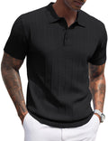 COOFANDY Mens Knit Polo Shirts Short Sleeve Ribbed Textured Polo Shirt Lightweight Casual Golf Shirts Collared T Shirt
