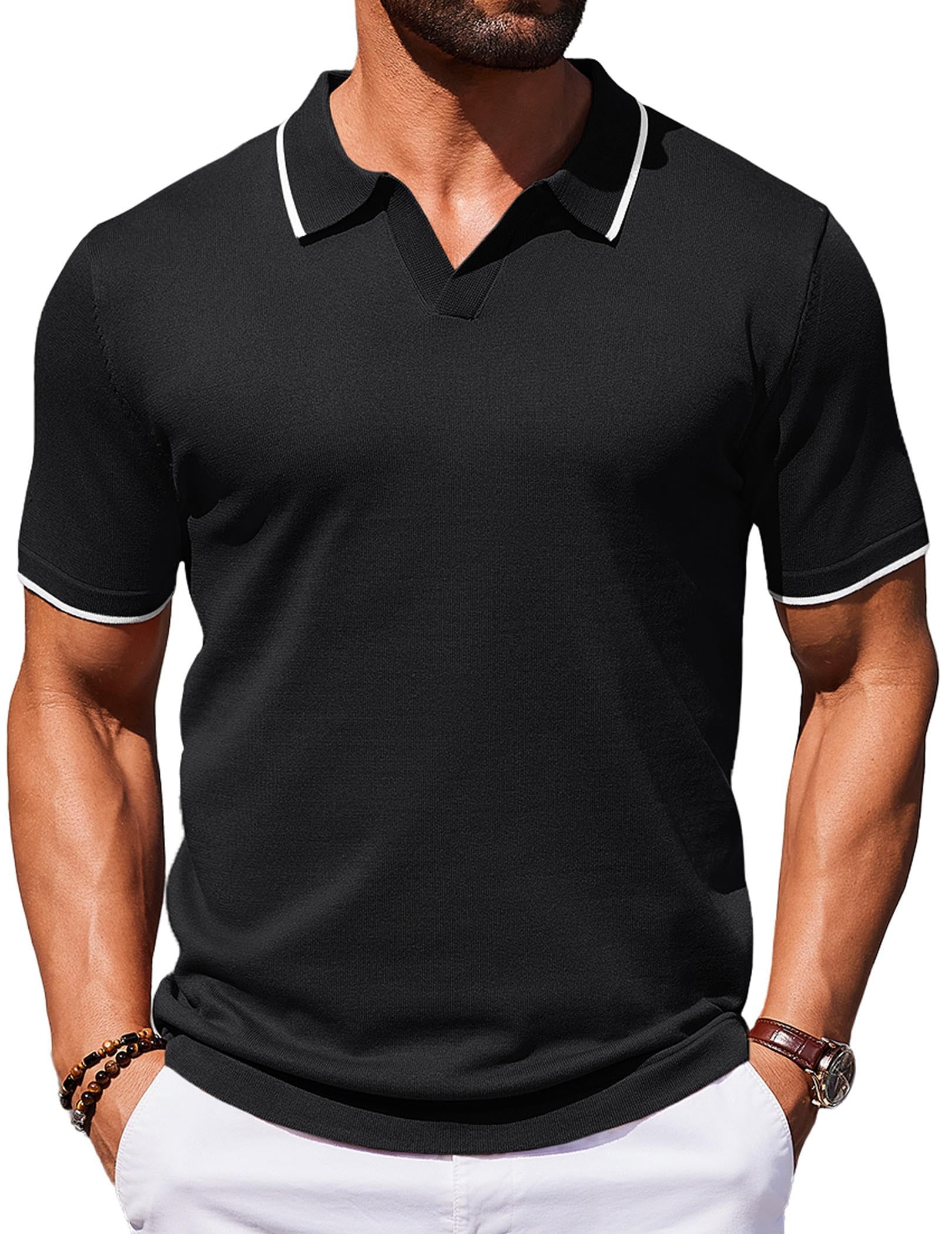 COOFANDY Mens Polo Shirts Short Sleeve Casual Knit Polo Shirt Golf T Shirt