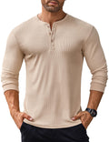 COOFANDY Men's Long Sleeve Henley Shirts Stretch Ribbed T-Shirts Fashion Casual Basic Tops