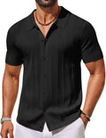 COOFANDY Men's Knit Button Down Shirts Short Sleeve Polo Shirt for Vacation