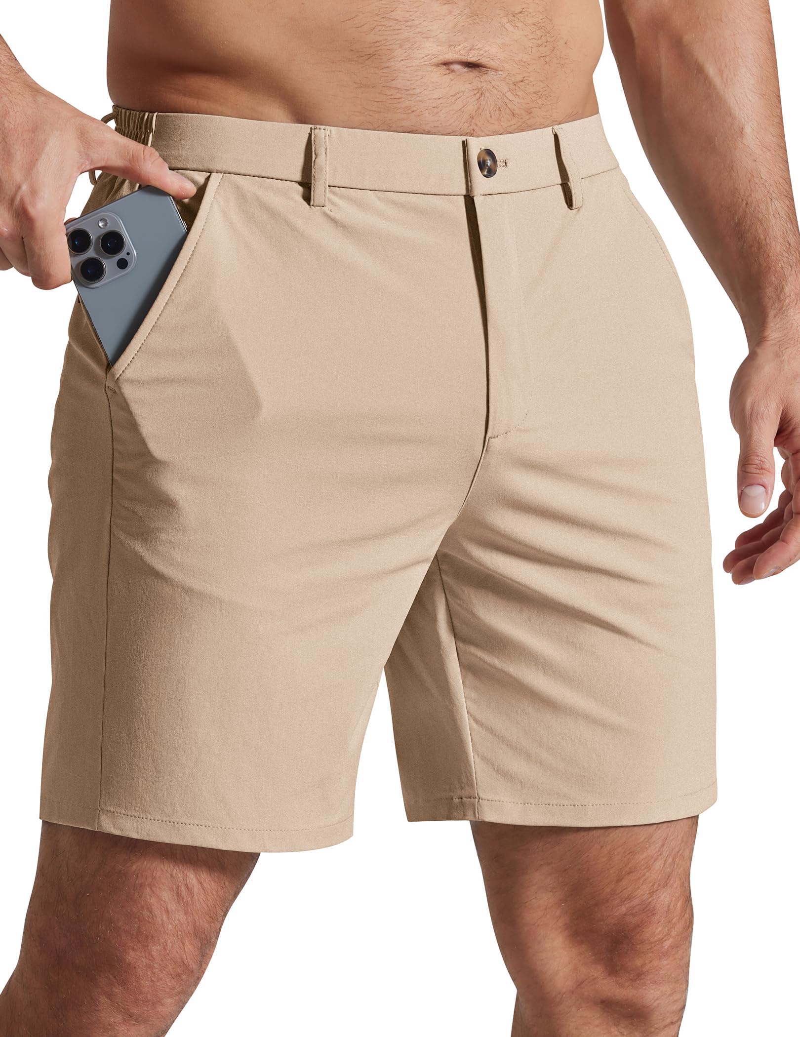 COOFANDY Men Casual Shorts 7" Stretch Quick Dry Golf Shorts with 4 Pockets