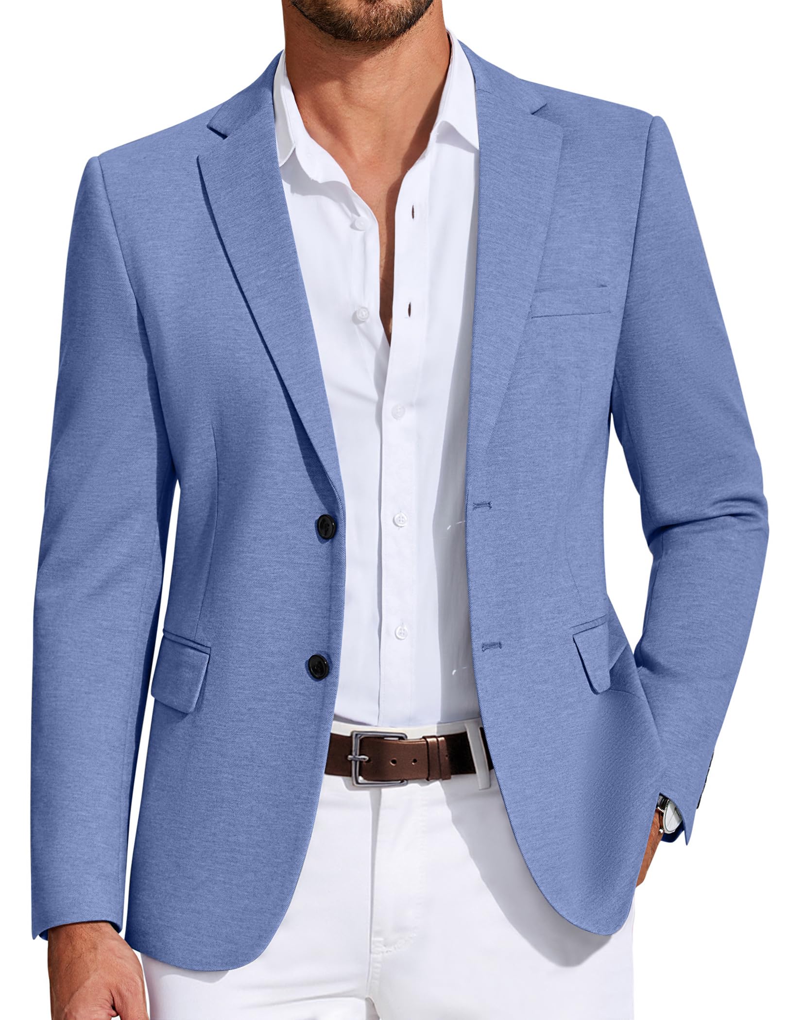 COOFANDY Mens Casual Blazer Knit Sport Coat Lightweight Two Button Suit Jacket